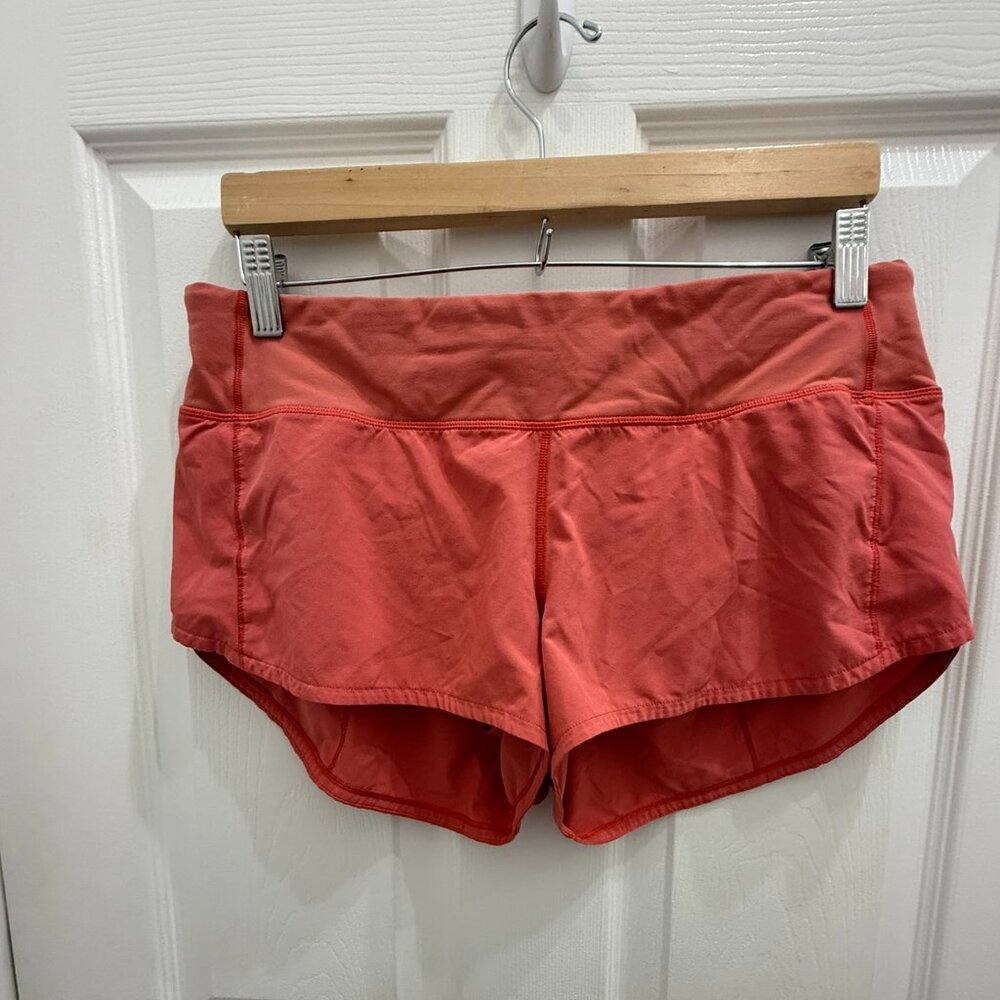 Lululemon Speed Up Shorts 2.5", Coral Red, Size 8